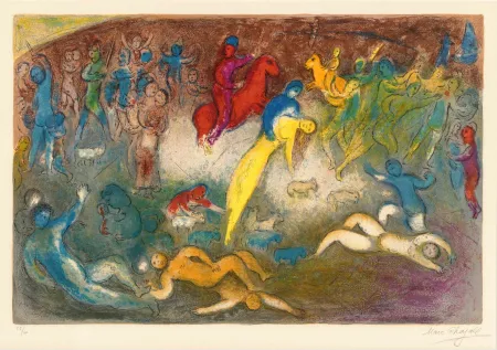 Lithograph Chagall - Enlèvement de Chloé (Chloe is carried off by the Methymneans)