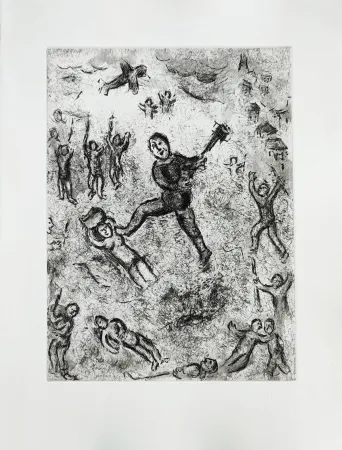 Engraving Chagall - Et sur la terre