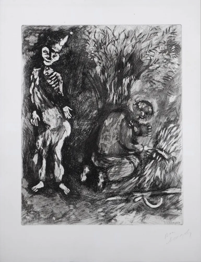 Etching Chagall - Fables de la Fontaine : La mort et le bucheron, 1952