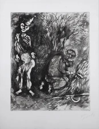 Etching Chagall - Fables de la Fontaine : La mort et le bucheron, 1952