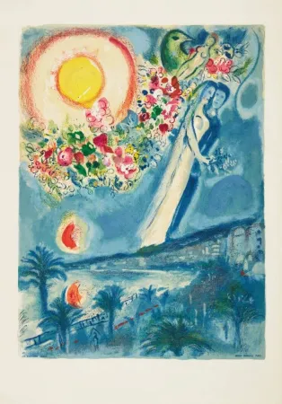 Lithograph Chagall - Femme au bouquet (Woman with Bouquet)