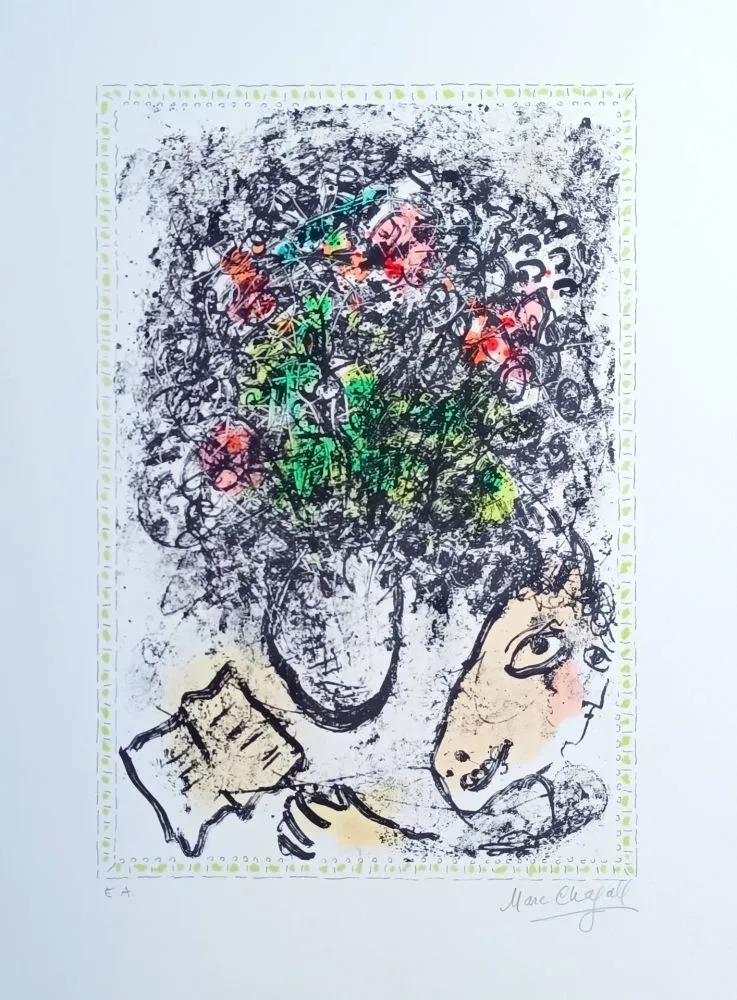 Lithograph Chagall - Fleurs d'art