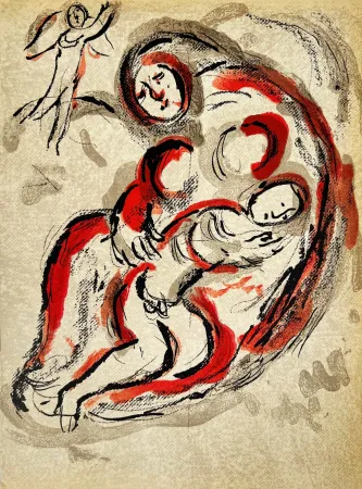 Lithograph Chagall - Hagar in the Desert