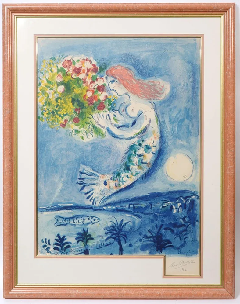 Lithograph Chagall - Hand-signed - La Baie des Anges