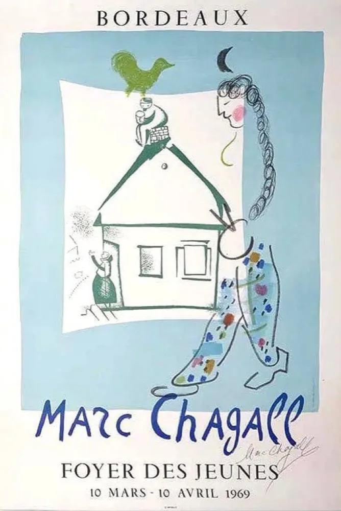 Lithograph Chagall - Hand-Signed - La Maison de mon Village