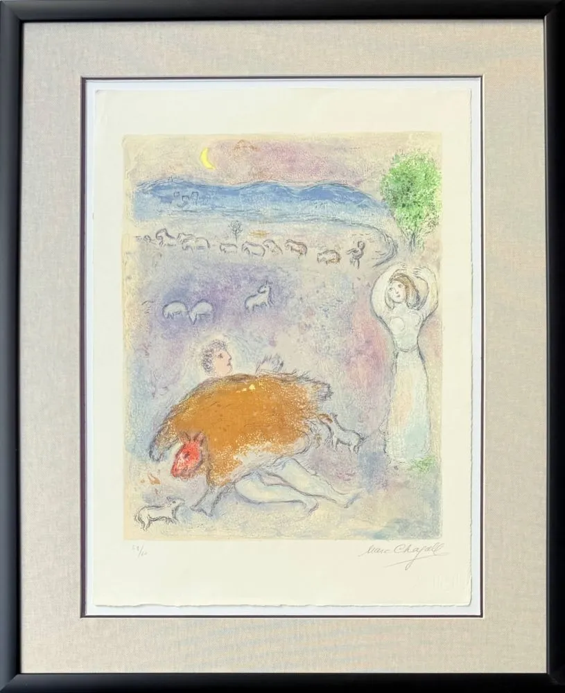 Lithograph Chagall - (handsigned) La Ruse de Dorcon, from Daphnis et Chloé