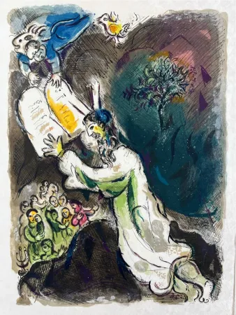 Lithograph Chagall - He gave him Two Tables of the Testimonie, even tables of stone, written with the finger of God