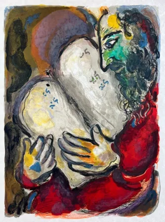 Lithograph Chagall - He wrote in the Tables the wordes of the covenant, even the Ten Commandments