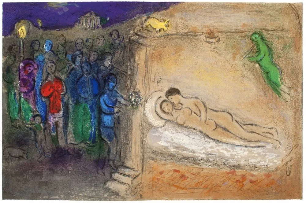 Lithograph Chagall - HYMÉNÉE (de la suite Daphnis et Chloé - 1961)