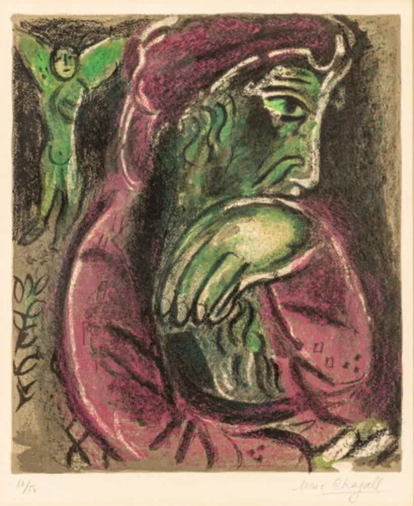 Lithograph Chagall - Job in Despair
