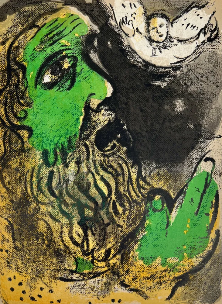 Lithograph Chagall - Job Praying