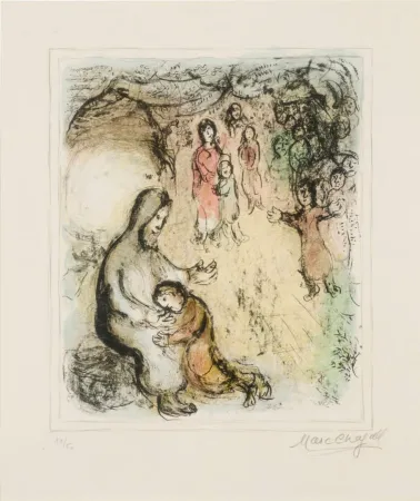 Lithograph Chagall - La Bénédiction de Jacob