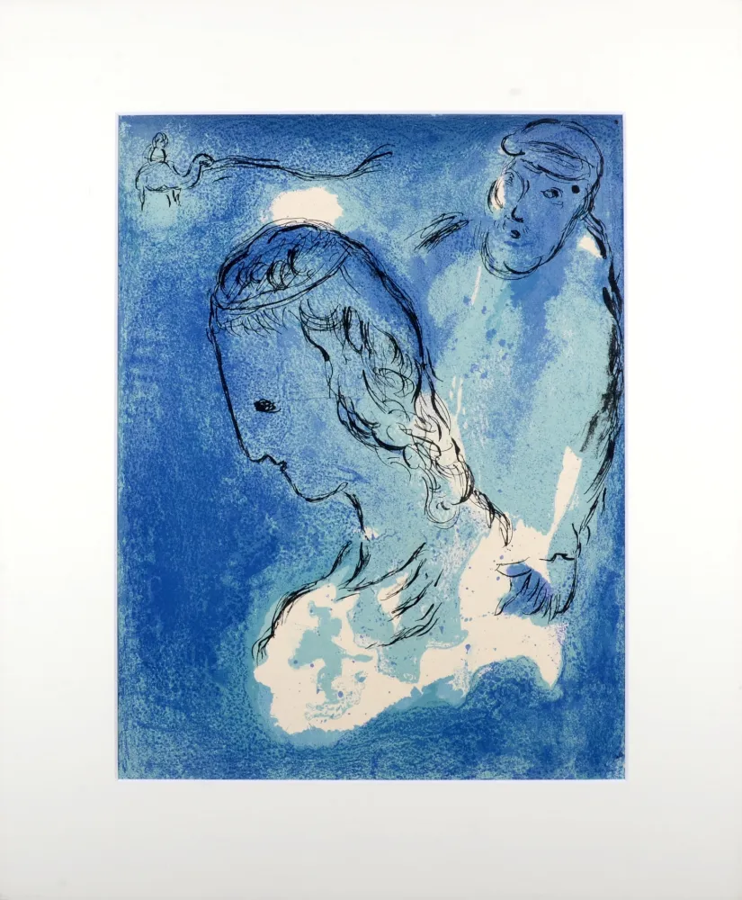 Lithograph Chagall - La Bible : Abraham et Sarah, 1956