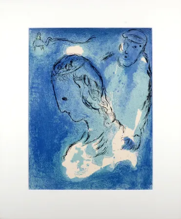 Lithograph Chagall - La Bible : Abraham et Sarah, 1956