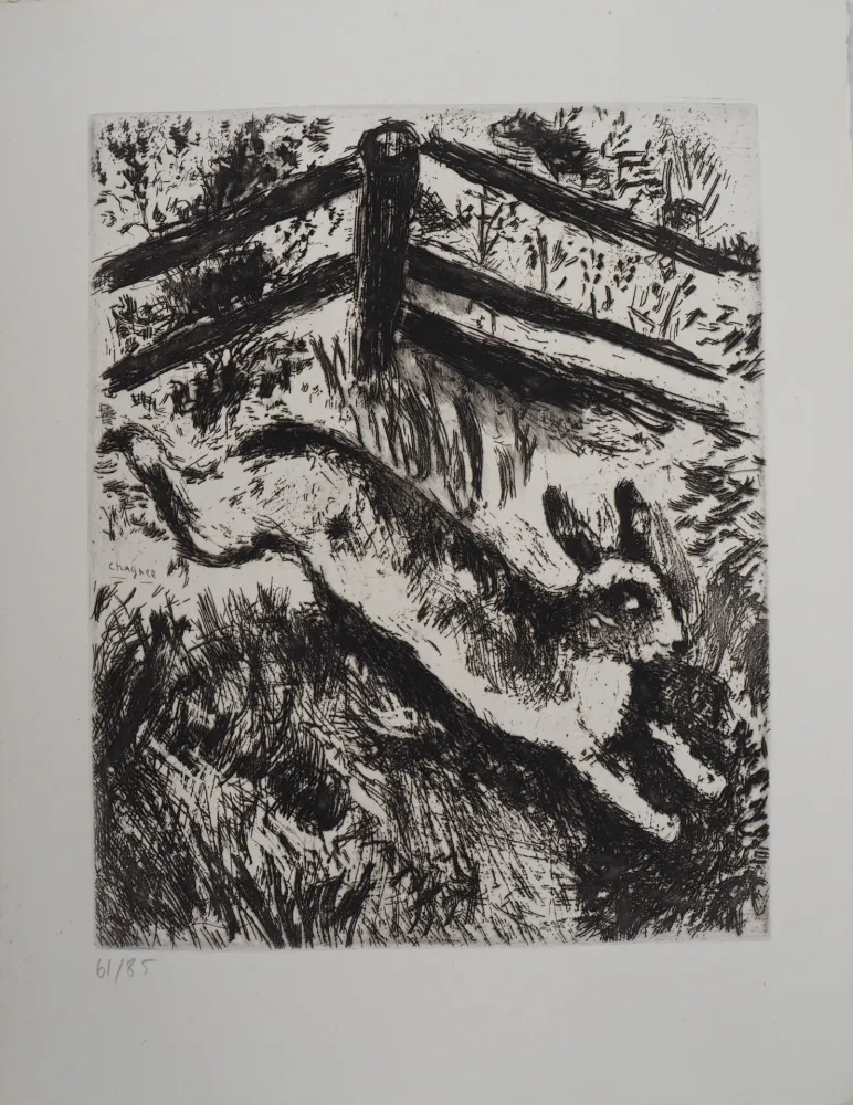 Etching Chagall - La course du lièvre (Le lièvre et les grenouilles)