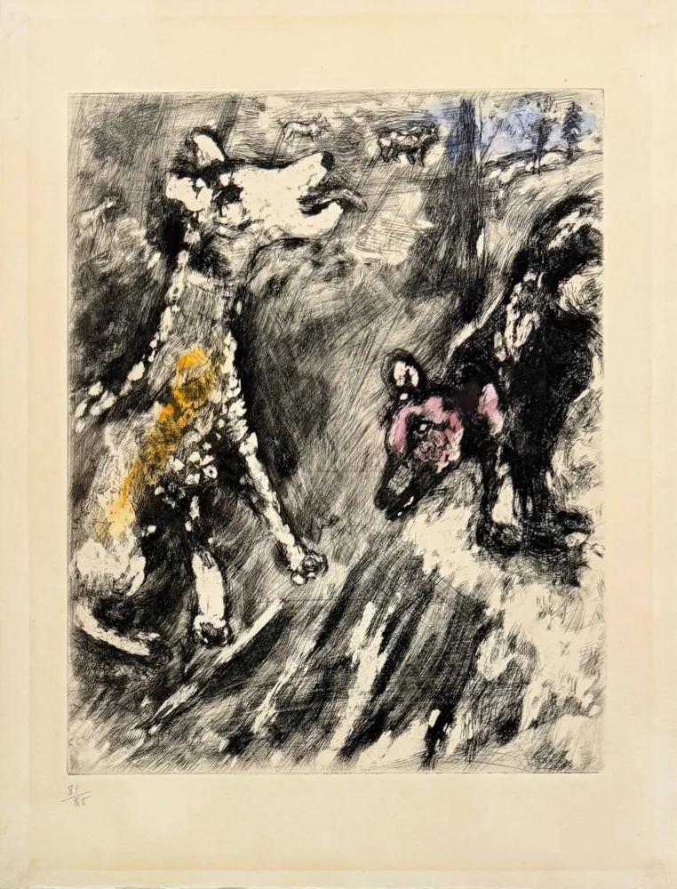 Engraving Chagall - La Lice et sa compagne