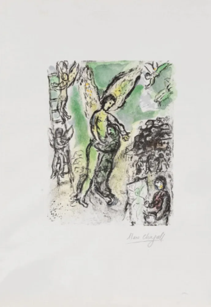 Lithograph Chagall - La lutte de Jacob et de l'ange