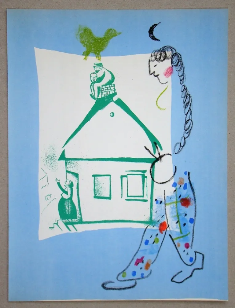Lithograph Chagall - La Maison De Mon Village