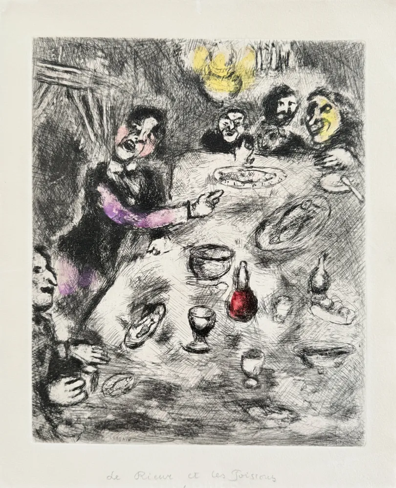 Engraving Chagall - La Rieur et Les Poissons