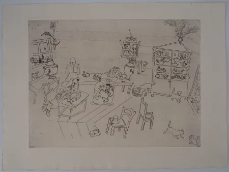 Etching Chagall - La taverne russe (Repas dans le traktir)