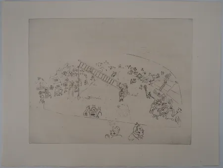 Etching Chagall - La vie de village (A la barrière de la ville)