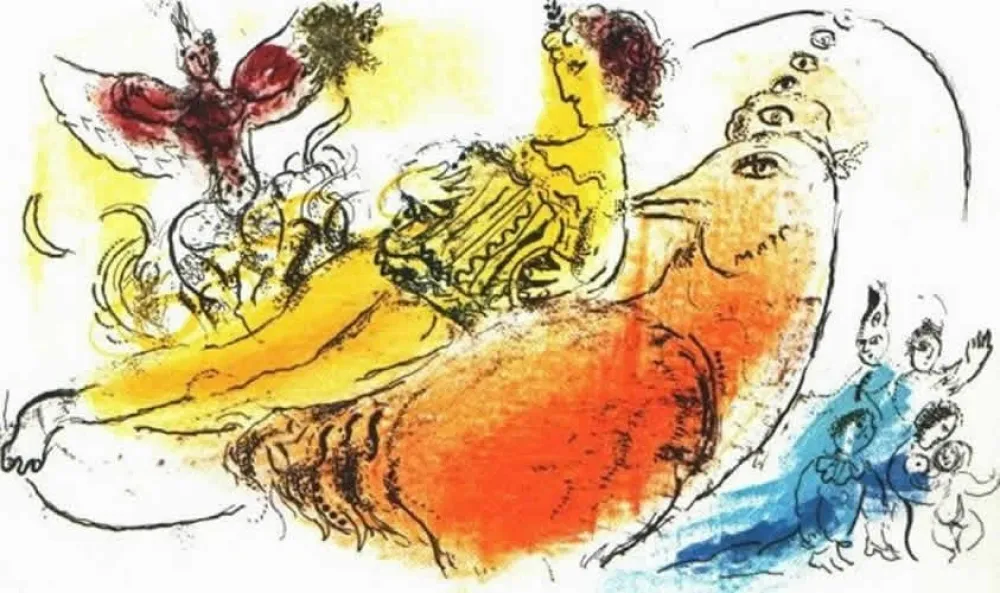 Lithograph Chagall - L'Accordeoniste