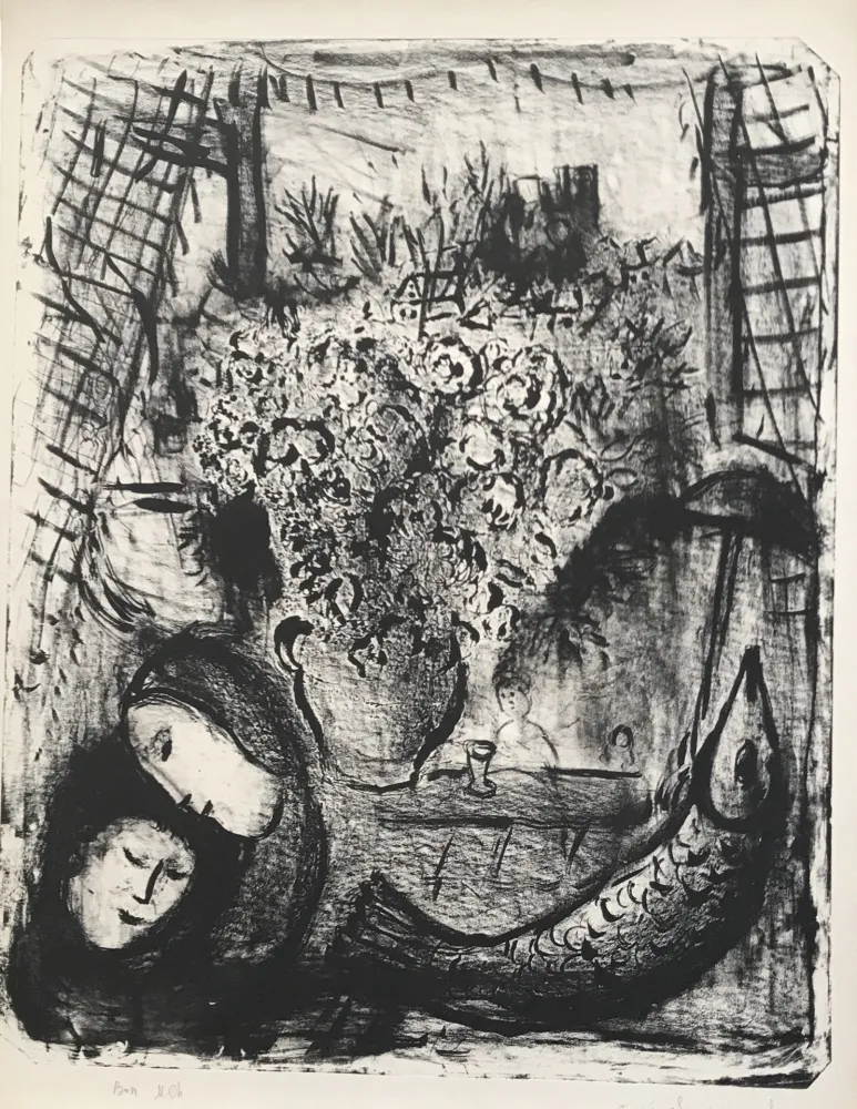 Lithograph Chagall - Landscape 2nd state (Paysage 2e état)