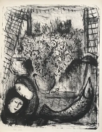 Lithograph Chagall - Landscape 2nd state (Paysage 2e état)