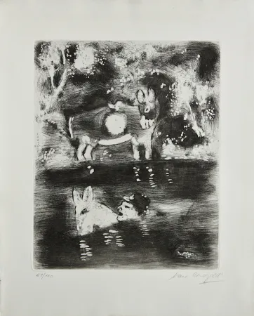 Etching Chagall - L'Ane chargé d'eponges et l'Ane chargé de sel