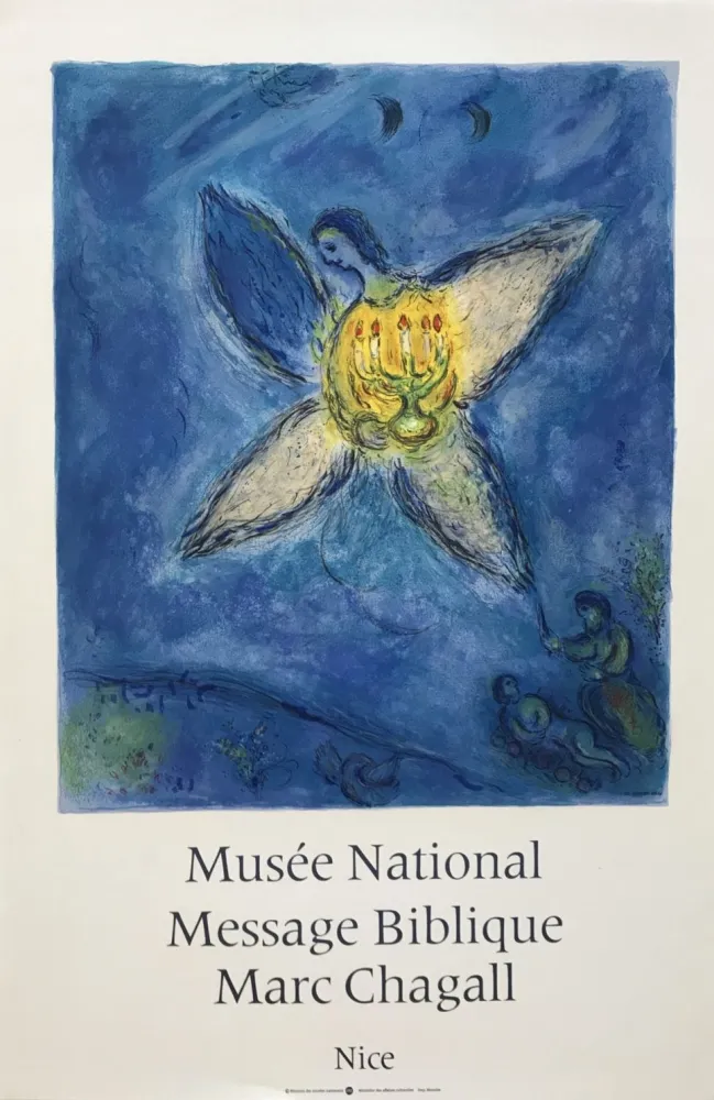 Lithograph Chagall - '' L'Ange au Chandelier ''