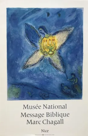 Lithograph Chagall - '' L'Ange au Chandelier ''