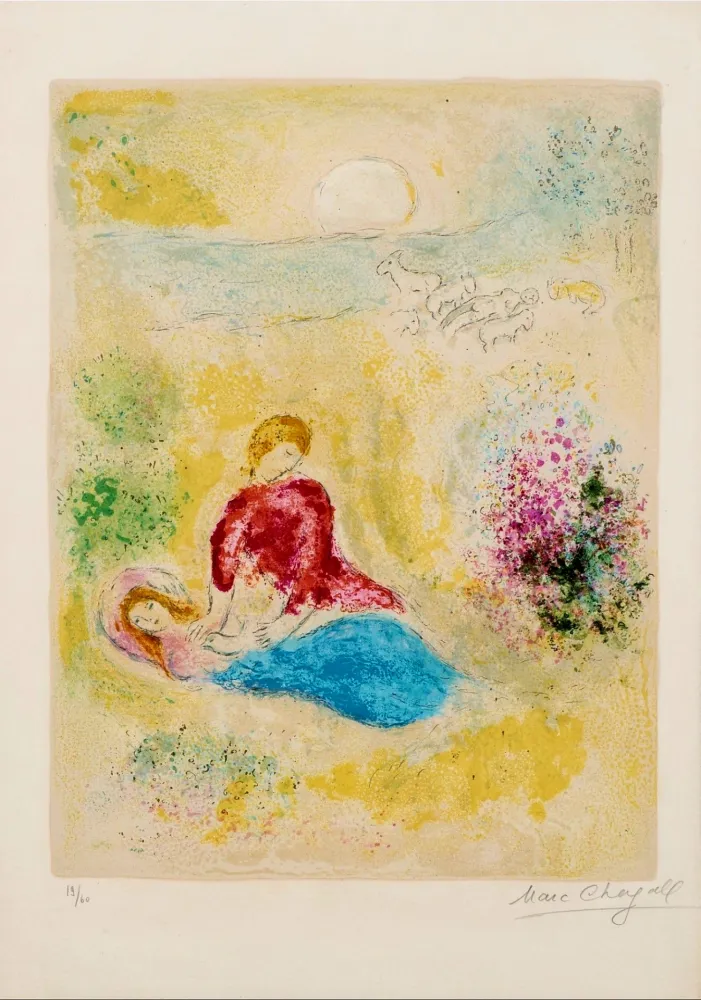 Lithograph Chagall - L'arondelle - Signed Daphnis et Chloé