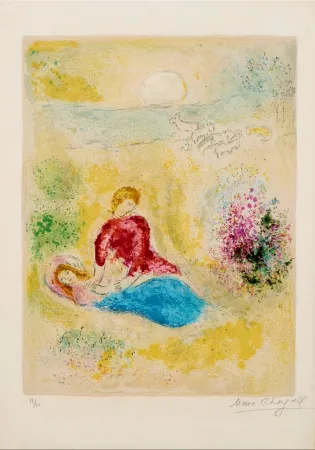 Lithograph Chagall - L'arondelle - Signed Daphnis et Chloé