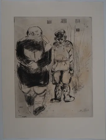 Etching Chagall - L'arrestation (L'homme sans passeport devant le capitaine Ispravnik)