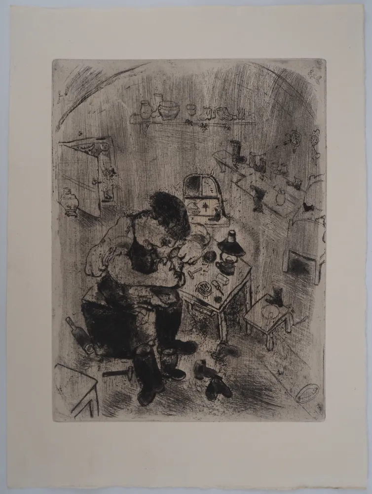 Etching Chagall - L'atelier du fabricant de souliers (Maxime Téliatnikov, savetier)