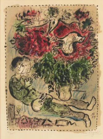 Lithograph Chagall - Le Bouquet du Peintre (Mourlot 483)