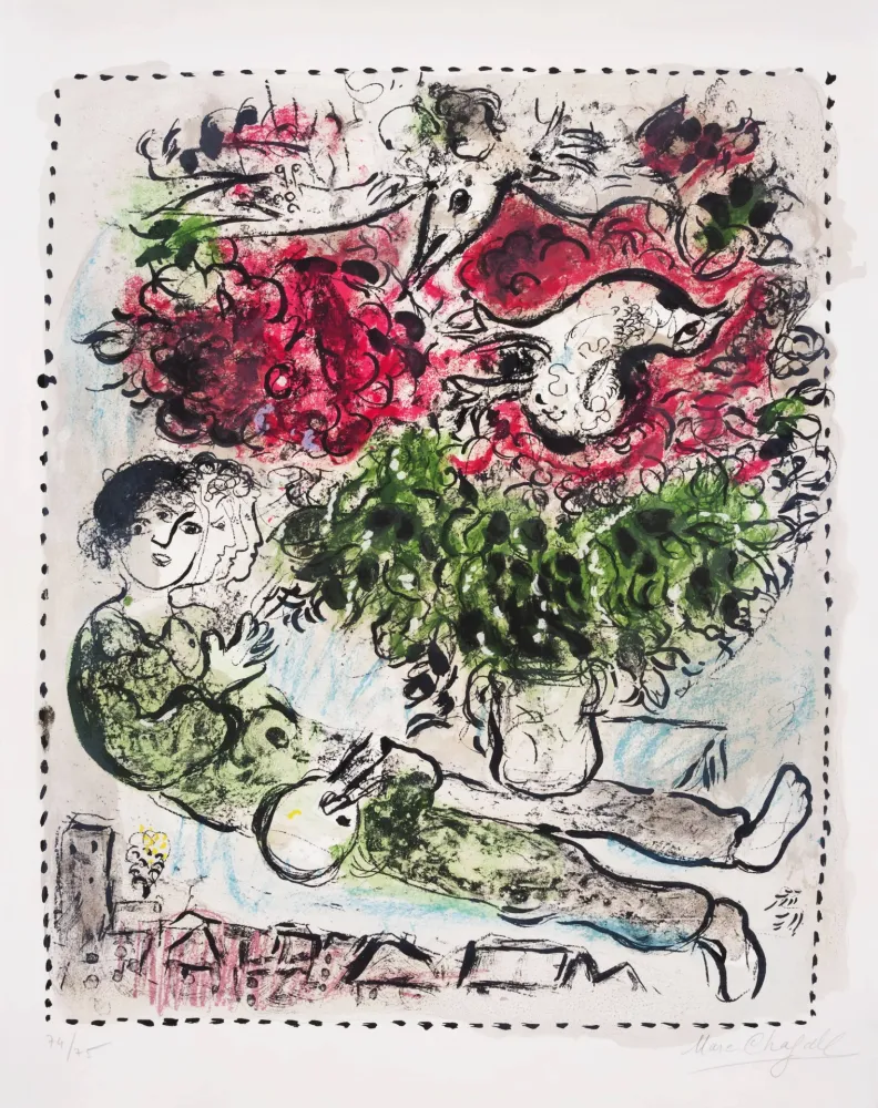 Lithograph Chagall - Le bouquet du peintre (The Painter’s Bouquet)