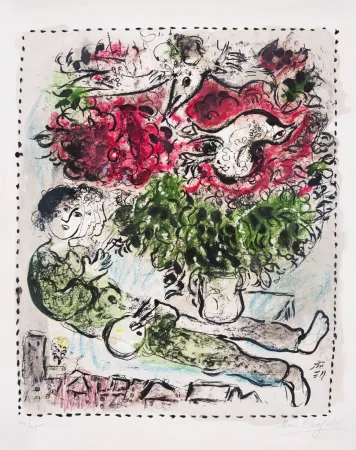 Lithograph Chagall - Le bouquet du peintre (The Painter’s Bouquet)