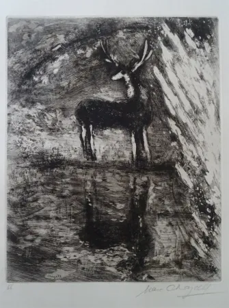Engraving Chagall - Le Cerf se voyant dans l'Eau