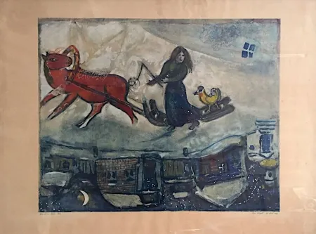Lithograph Chagall - Le Cheval Rouge