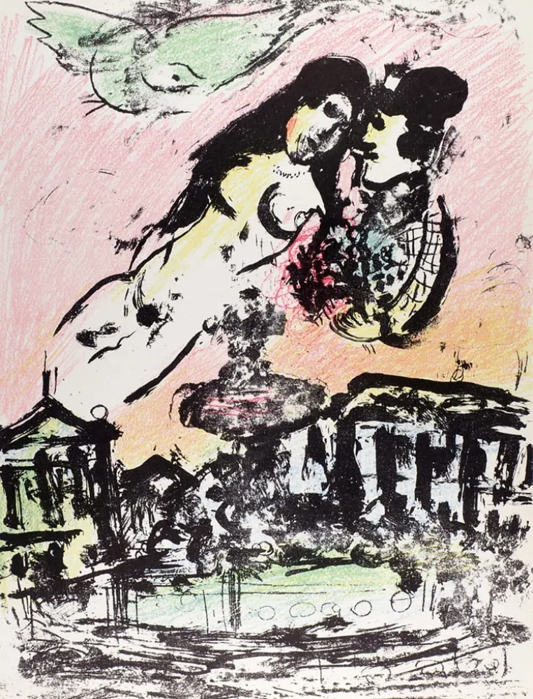 Lithograph Chagall - Le ciel amoureux