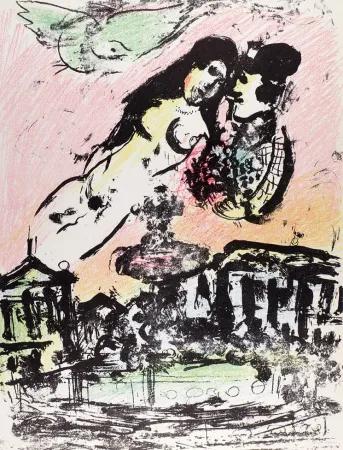 Lithograph Chagall - Le ciel amoureux