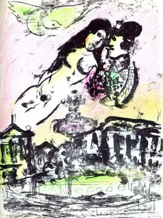 Lithograph Chagall - Le Ciel de la Place de la Concorde M. 393