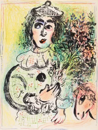 Lithograph Chagall - Le clown fleuri