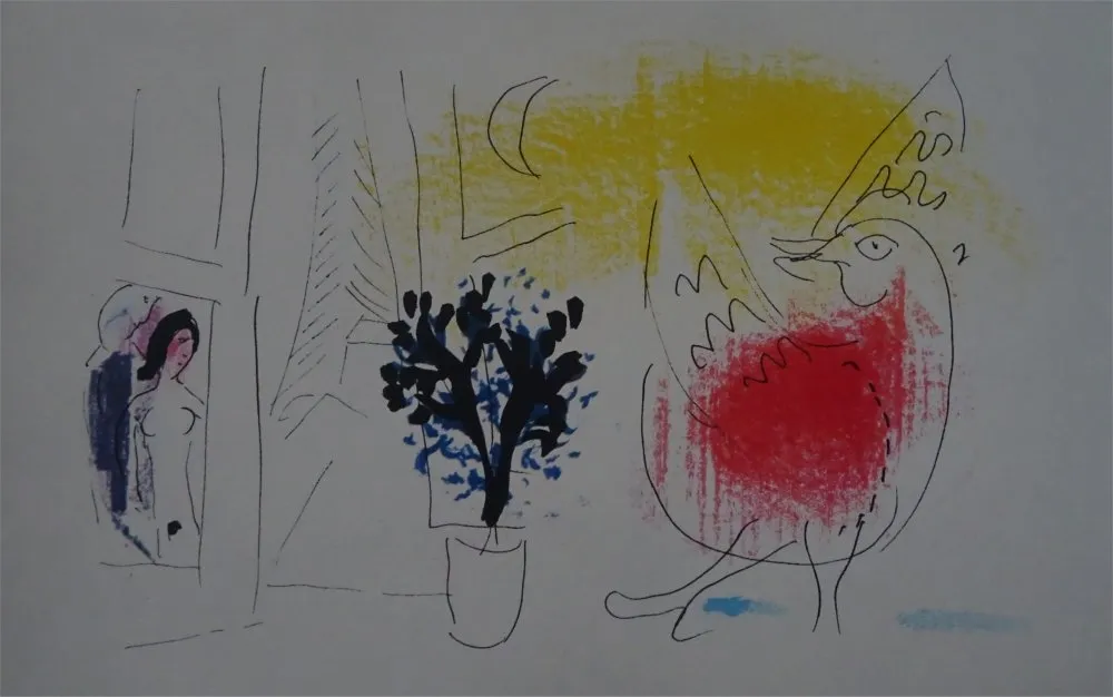 Lithograph Chagall - Le Coq rouge