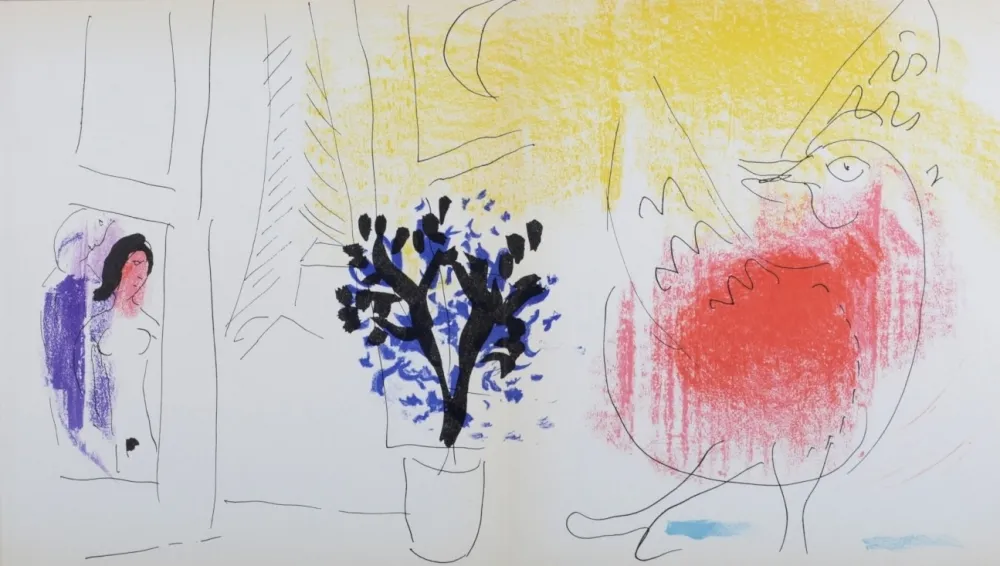Lithograph Chagall - Le Coq Rouge