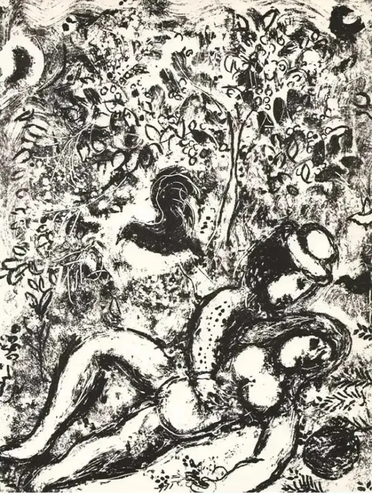 Lithograph Chagall - Le couple à l'arbre