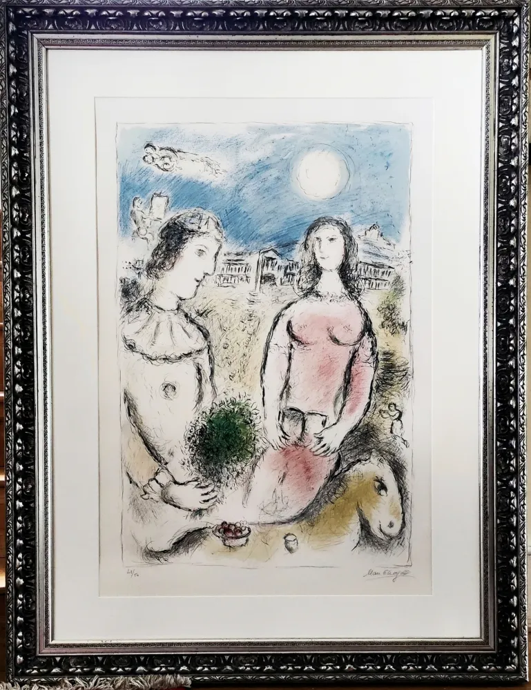 Lithograph Chagall - Le couple au Crépuscule 