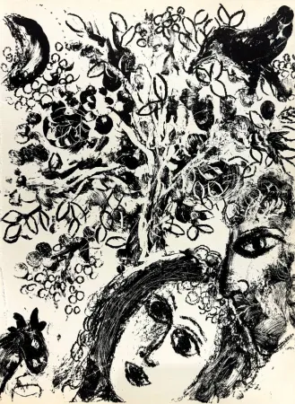 Lithograph Chagall - Le Couple Devant L’Arbre  