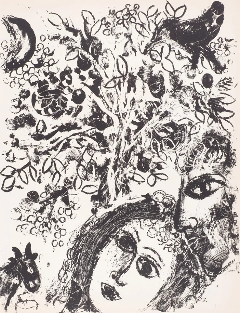 Lithograph Chagall - Le Couple Devant L’Arbre